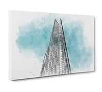 The Shard In London England In Abstract Modern Art Canvas Wall Art Print Ready to Hang, Framed Picture for Living Room Bedroom Home Office Décor, 24x16 Inch (60x40 cm)