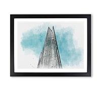 The Shard In London England In Abstract Modern Art Framed Print | A2 Black Framed Wall Art | Ready to Hang | Abstract Fantasy Picture | Living Room Bedroom Lounge Office