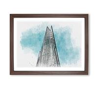 The Shard In London England In Abstract Modern Art Framed Print | A4 Walnut Framed Wall Art | Ready to Hang | Abstract Fantasy Picture | Living Room Bedroom Lounge Office