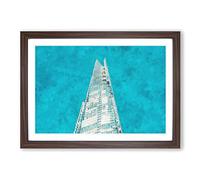 The Shard in London England Painting Framed Print | A2 Walnut Framed Wall Art | Ready to Hang | Modern Historical Picture | Living Room Bedroom Lounge Office