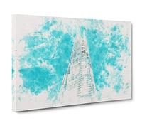 The Shard in London England Watercolour Canvas Print | Gallery Wrapped 30mm Frame Wall Art | 30x20 inches | Ready to Hang | Modern Picture | Living Room Bedroom Lounge Office