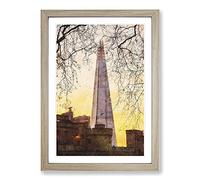 The Shard in London Vol.2 Painting Framed Print | A2 Oak Framed Wall Art | Ready to Hang | Modern Historical Picture | Living Room Bedroom Lounge Office