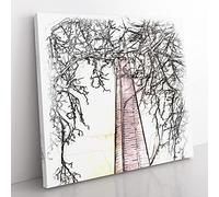 The Shard In London Vol.2 Sketch Modern Canvas Wall Art Print Ready to Hang, Framed Picture for Living Room Bedroom Home Office Décor, 50x50 cm (20x20 Inch)