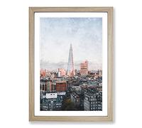The Shard in London Vol.5 Painting Framed Print | A2 Oak Framed Wall Art | Ready to Hang | Modern Historical Picture | Living Room Bedroom Lounge Office