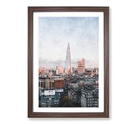 The Shard in London Vol.5 Painting Framed Print | A2 Walnut Framed Wall Art | Ready to Hang | Modern Historical Picture | Living Room Bedroom Lounge Office