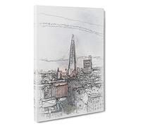 The Shard In London Vol.5 Sketch Canvas Print | Gallery Wrapped 30mm Frame Wall Art | 30x20 inches | Ready to Hang | Modern Picture | Living Room Bedroom Lounge Office