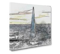 The Shard London England Skyline Canvas Print | Gallery Wrapped 30mm Frame Wall Art | 14x14 inches | Ready to Hang | Modern Cityscape Picture | Living Room Bedroom Lounge Office