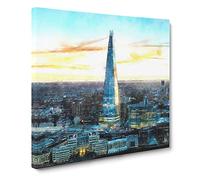 The Shard London England Skyline Canvas Print | Gallery Wrapped 30mm Frame Wall Art | 14x14 inches | Ready to Hang | Modern Cityscape Picture | Living Room Bedroom Lounge Office