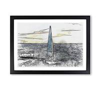 The Shard London England Skyline in Abstract Framed Print | A2 Black Framed Wall Art | Ready to Hang | Abstract Cityscape Picture | Living Room Bedroom Lounge Office