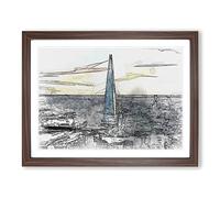 The Shard London England Skyline In Abstract Modern Art Framed Print | A4 Walnut Framed Wall Art | Ready to Hang | Abstract Cityscape Picture | Living Room Bedroom Lounge Office