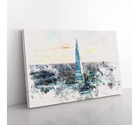 The Shard London England Skyline Watercolour Canvas Print 30x20 Inch