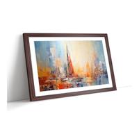 The Shard London Gestural Framed Wall Art Print, Ready to Hang Picture for Living Room Bedroom Home Office, Walnut A2 (66 x 48 cm)