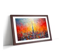 The Shard London Palette Knife No.2 Framed Wall Art Print, Ready to Hang Picture for Living Room Bedroom Home Office, Walnut A2 (66 x 48 cm)