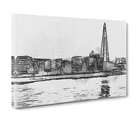 The Shard & London Skyline Canvas Print | Gallery Wrapped 30mm Frame Wall Art | 30x20 inches | Ready to Hang | Abstract Cityscape Picture | Living Room Bedroom Lounge Office