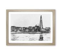 The Shard & London Skyline in Abstract Framed Print | A2 Oak Framed Wall Art | Ready to Hang | Abstract Cityscape Picture | Living Room Bedroom Lounge Office