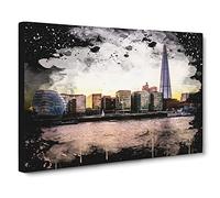 The Shard London Skyline Modern CB Canvas Print | Gallery Wrapped 30mm Frame Wall Art | 30x20 inches | Ready to Hang | Modern Cityscape Picture | Living Room Bedroom Lounge Office