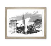 The Shard London Vol.3 V1 Modern Framed Print | A3 Oak Framed Wall Art | Ready to Hang | Modern Nature Picture | Living Room Bedroom Lounge Office