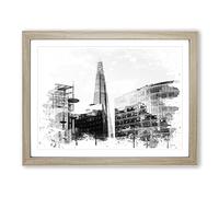 The Shard London Vol.3 V4 Modern Framed Print | A4 Oak Framed Wall Art | Ready to Hang | Modern Nature Picture | Living Room Bedroom Lounge Office