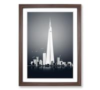 The Shard Minimalism Framed Wall Art Print, Ready to Hang Picture for Living Room Bedroom Home Office, Walnut A2 (48 x 66 cm)