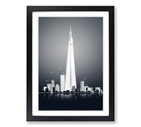 The Shard Minimalism Framed Wall Art Print, Ready to Hang Picture for Living Room Bedroom Home Office, Black A2 (48 x 66 cm)