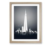 The Shard Minimalism Framed Wall Art Print, Ready to Hang Picture for Living Room Bedroom Home Office, Oak A2 (48 x 66 cm)