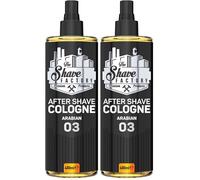 The Shave Factory Aftershave Cologne for Men - Arabian 400ml - Bold, Invigorating, Warm Fragrance - Long Lasting Citrus & Amber Scent - Soothes Irritation, Refreshes Skin (Pack of 2)