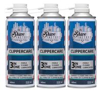 The Shave Factory Clipper Spray 3in1 Clippercare for Barbers - Professional-Grade Lubrication, Cooling, and Cleaning Solution for Optimal Clipper Performance (3pc x 400ml)