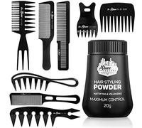 The Shave Factory Hair Styling Powder - Mattifying and Volumizing Powder, with comb types suitable for all areas of use, hair comb and powder wax (Comb Set & Styling Powder)