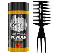 The Shave factory Hair Styling Powder - Mattifying and Volumizing Powder, with comb types suitable for all areas of use, hair comb and powder wax (Comb 034 & Golden Styling Powder 20gr)