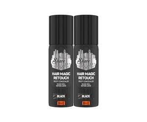The Shave Factory Magic Retouch Spray - Conceal Roots in Seconds Seamlessly Blend with Your Own Hair Colour for a Flawless Look 100 ml (Black, Pack of 2)