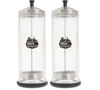 The Shave Factory Professional Grade Disinfectant Jar - Glass, Barber Solution Jar, Medium - 21oz, Transparent (Pack of 2)
