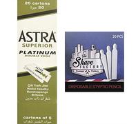 The Shave Factory Ultimate Shaving Kit of 100 Astra Superior Platinum Double Edge Razor Blades with 20 Free Styptic Matches - Smooth Shaves and Quick Relief Combo
