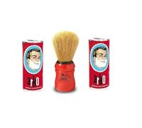 The Shave Factory Wet Shaving Set - 2× Arko Shaving Soap Sticks & The Shave Factory Natural Boar Bristle Brush Made by Omega - Classic Red Handle