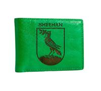 The Sheehan Irish Family Crest Coat of Arms Green Pu Leather Wallet Personalised Laser Engraved Bifold