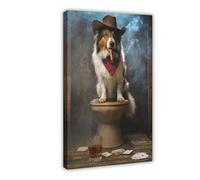 The Sheepdog Smoking Canvas Poster Bedroom Decor Landscape Office Room Decor Gift 24x36inch(60x90cm)