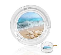 The Shells on Sea Shore Funny Ash Tray Case Glass Ashtrays Holder For Cigarettes Cigar Smokers Decor For Tabletop Desktop Office Home