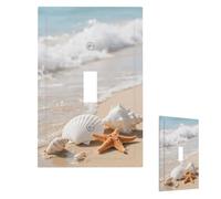 The Shells On Sea Shore Wall Plate Cover Modern Decorative 1 Gang Light Switch Cover Unbreakable Receptacle Outlet Covers For Living Room Bedroom Home Decor Single Toggle