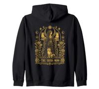 The Shiba Mom Tarot Card Celestial Moon Stars Zip Hoodie