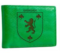 The Shields Irish Family Crest Coat of Arms Green Pu Leather Wallet Personalised Laser Engraved Bifold