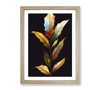 The Shimmering Leaves Framed Print | A3 Oak Framed Wall Art | Ready to Hang | Modern Floral Picture | Living Room Bedroom Lounge Office