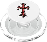 The Shine Red Heart Pave Silver Cross PopSockets PopGrip for MagSafe