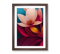 The Shining Flowers Framed Print | A2 Walnut Framed Wall Art | Ready to Hang | Modern Floral Picture | Living Room Bedroom Lounge Office