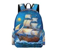 The Ship from The Dream Casual Travel Backpack for Men Women 16.5 Inch Oxford Cloth Lightweight Basic Daypack