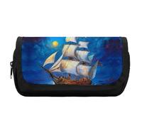 The Ship from The Dream Cute Double Pencil Case Large Capacity Portable Zippered Pen Pouch Bag for Office Unisex