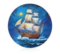 The Ship from The Dream Round Cutting Board for Kitchen Easy to Clean Tempered Glass Chopping Block for Meat & Vegetables