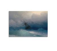 The Ship in The Stormy Sea By Ivan Aivazovsky Poster Canvas Wall Art Decorative Picture Prints Modern Decor 20x30inch(50x75cm)