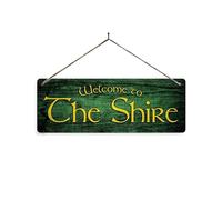 The Shire. Green - No Holes Sticky Pads Metal Sign Horizontal - Vintage worn rusty look print holiday. Welcome Hobbit LOTR Tolkein