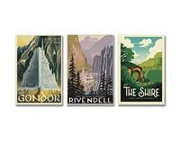 THE SHIRE Lord of The Rings Anime Retro Reise Poster-Set of 3 Bundle Poster Painting Canvas Wall Art Living Room Posters Painting 16x24inch(40x60cm)