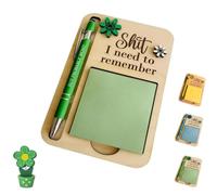 The Shit I Need to Remember Sticky Note Holder, Funny The Premium Wooden Office Sticky Note Holder, Humor Quote Memo Pad Pen Set, Perfect Gag Gift for Your Most Forgetful Coworker