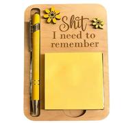 The Shit I Need to Remember Sticky Note Holder, Funny Wood Sticky Note Dispenser & Organizer with Pen, The Perfect Gag Gift for Your Most Forgetful Coworker and Yourself (Yellow)